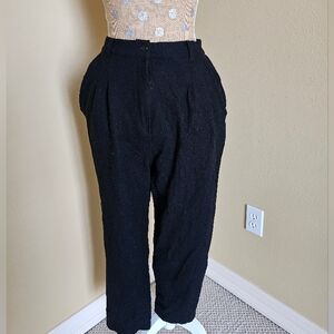 Sag Harbor 100% Wool Pleated Trousers Black Short